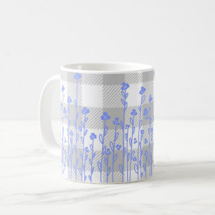 Eleganter Schwarz-weißer Dodle-Blütenbrunnen-Gingh Kaffeetasse