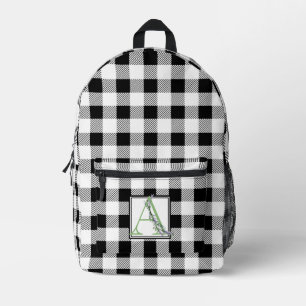 Eleganter Schwarz-weißer Gingham Buchstabe A botan Bedruckter Rucksack