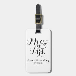 Eleganter Schwarz-weißer Herr und Frau Monogram Gepäckanhänger