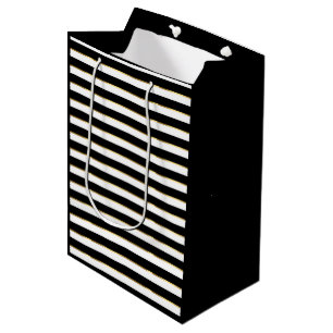 Eleganter Schwarz-weißer, horizontaler Streifen Mittlere Geschenktüte