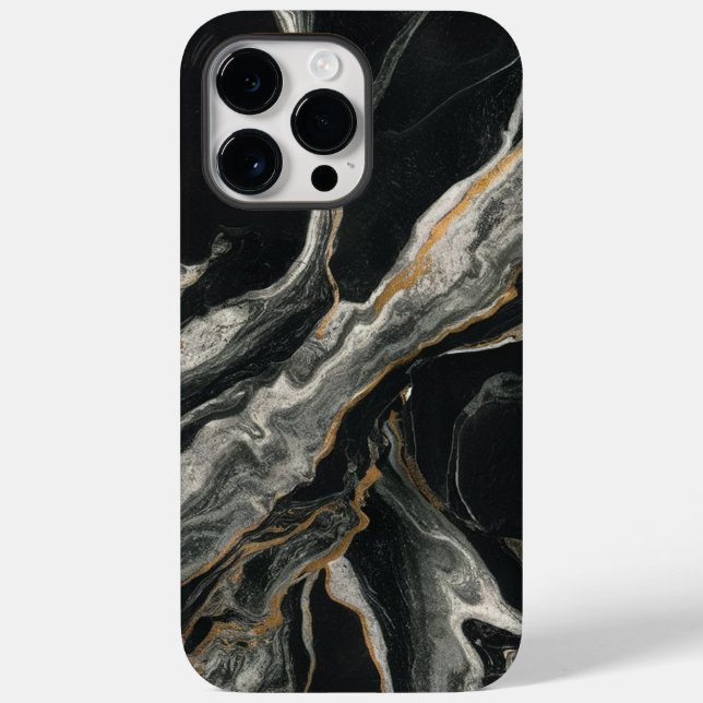 Eleganter Schwarz-weißer Marmor Case-Mate iPhone Hülle (Rückseite)