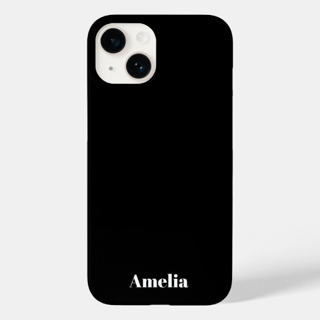 Eleganter Schwarz-weißer Skriptname Personalisiert Case-Mate iPhone Hülle (Rückseite)