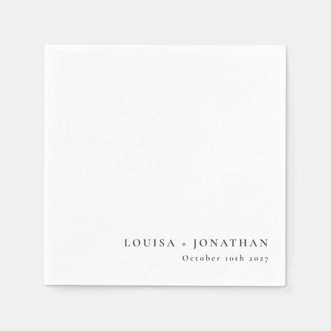 Eleganter Schwarz-weißer Trendy Minimal Custom Serviette (Vorderseite)