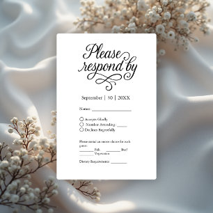 eleganter schwarz-weißer Typografie-Charme RSVP Karte