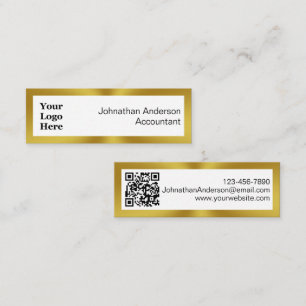 Eleganter Schwarz-weißer und goldener Logo- und QR Telefonnummerkarte