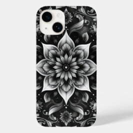 Eleganter Schwarz-weißer Verzierter Floral iPhone  Case-Mate iPhone 14 Hülle