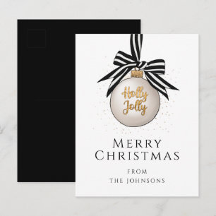 Eleganter Schwarz-weißer Weihnachtsfeiertag Postkarte