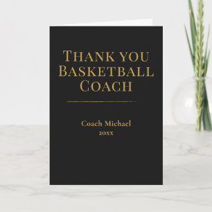 Eleganter schwarzer Basketballtrainer in Gold Team Dankeskarte