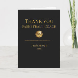 Eleganter schwarzer Basketballtrainer in Gold Team Dankeskarte