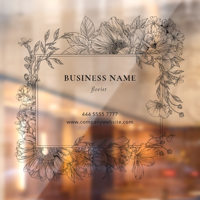 Eleganter Schwarzer Blumenrahmen Florist Transpare Fensteraufkleber (Blatt 2)