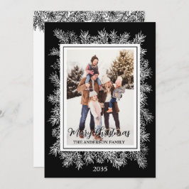 Eleganter Schwarzer Botanischer Vintager Rahmen We Feiertagskarte