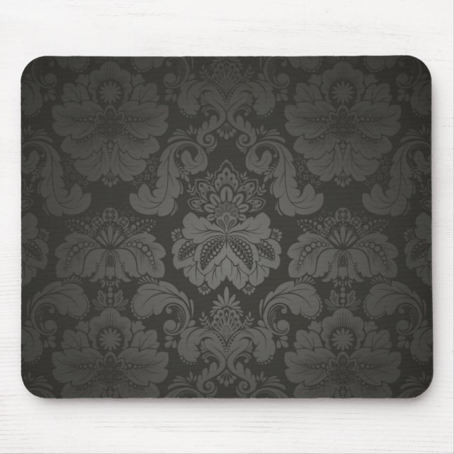 Eleganter schwarzer Damast Mousepad (Vorne)