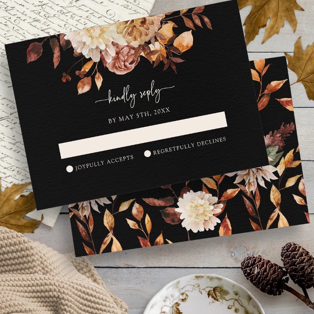 Eleganter Schwarzer Fall RSVP Karte (Elegant Black Fall RSVP Card
)