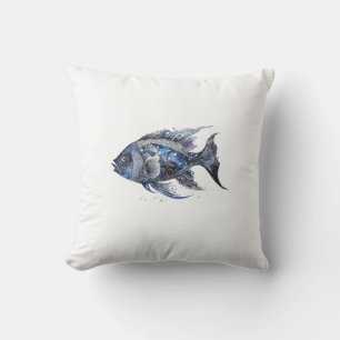 Eleganter schwarzer Fisch Klein Kissen
