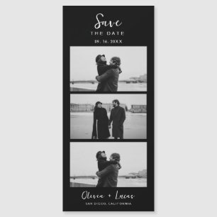 Eleganter Schwarzer Foto-Streifen MagnetHochzeit Magnetkarte