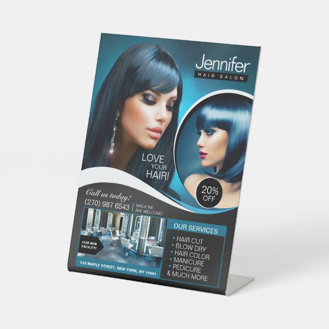 Eleganter Schwarzer Friseur, Schönheitssalon Sockelschild (Vorderseite)