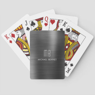 Eleganter schwarzer gebürsteter metallischer Monog Spielkarten