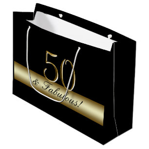 Eleganter schwarzer Geburtstag 50 des Gold50. und Große Geschenktüte