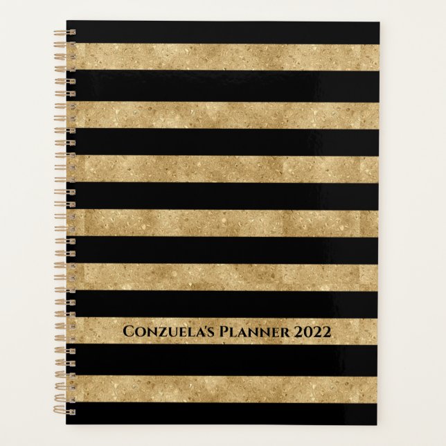 Eleganter Schwarzer Glitzer gestreift Planer (Vorderseite)