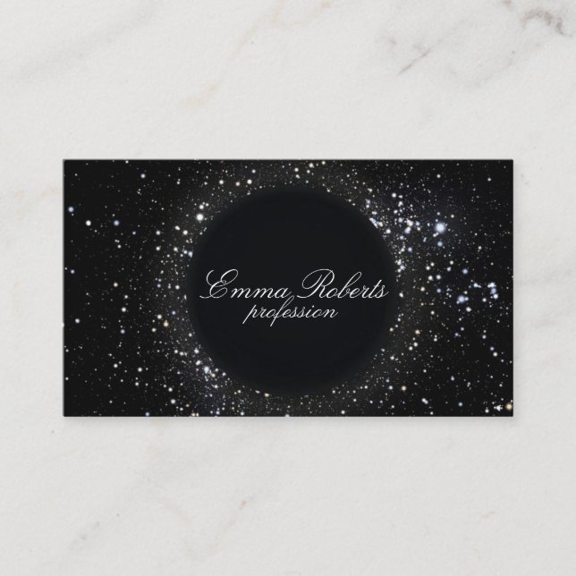 Eleganter Schwarzer Glitzer Marmor Moderne Visitenkarte (Vorderseite)