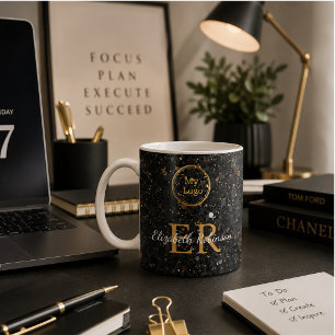 Eleganter Schwarzer Glitzer - modernes Firmenlogo Kaffeetasse