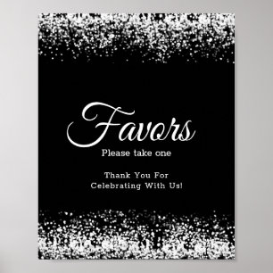 Eleganter Schwarzer Glitzer Silver Gastgeschenk Ho Poster