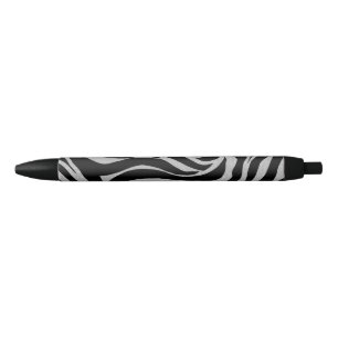 Eleganter Schwarzer Glitzer Silver Zebra Animal Pr Kugelschreiber