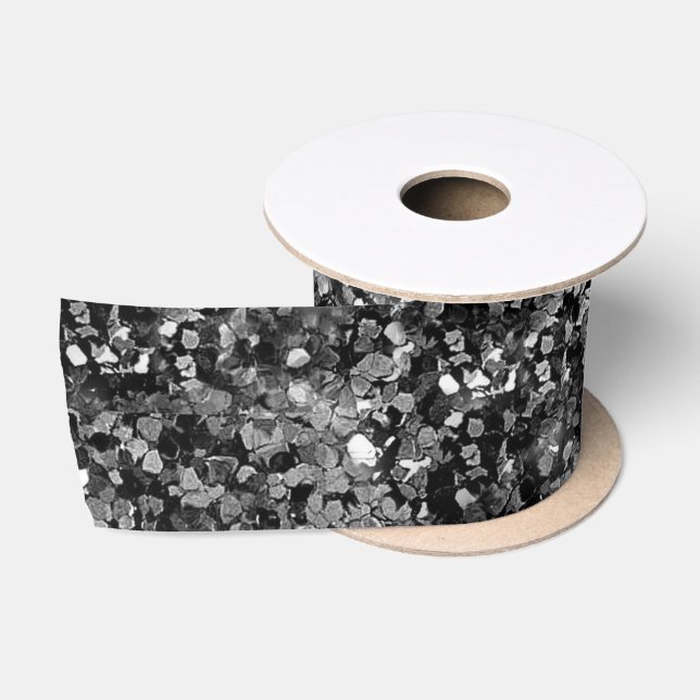 Eleganter Schwarzer Glitzer Sparkle Glam Sequin Satinband (Spule)