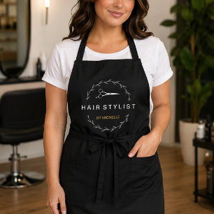 Eleganter schwarzer Gold-Friseursalon-Name Schürze
