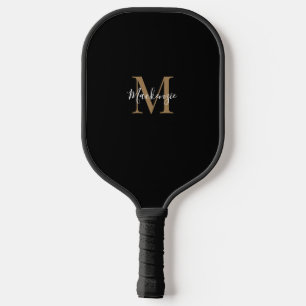 Eleganter schwarzer goldener personalisierter Mono Pickleball Schläger