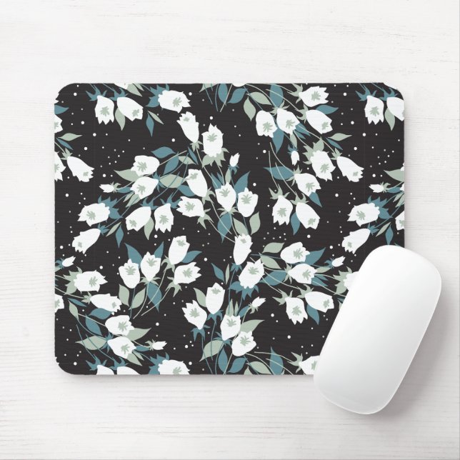 Eleganter schwarzer Hintergrund der Tulip-Blume Mousepad (Mit Mouse)