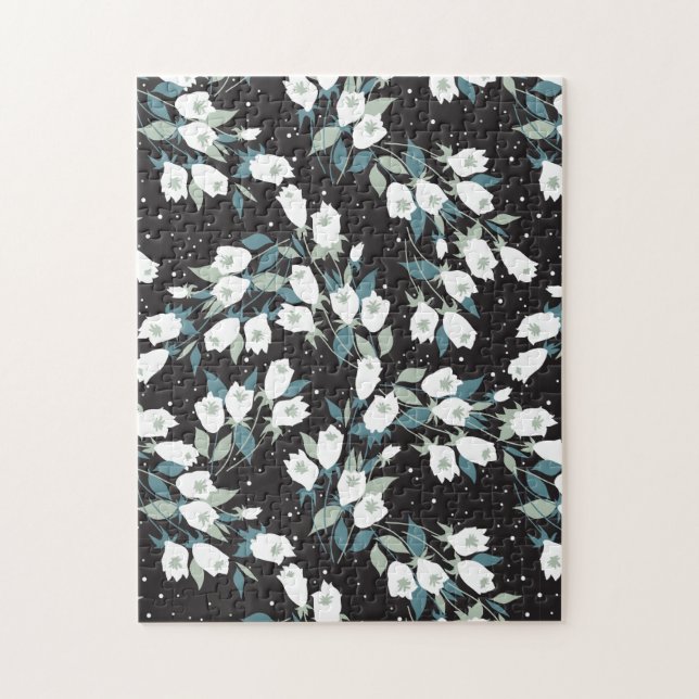 Eleganter schwarzer Hintergrund der Tulip-Blume Puzzle (Vertikal)