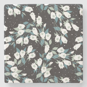 Eleganter schwarzer Hintergrund der Tulip-Blume Steinuntersetzer