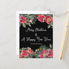 Eleganter Schwarzer Hintergrund der Weihnachtsfeie Feiertagspostkarte