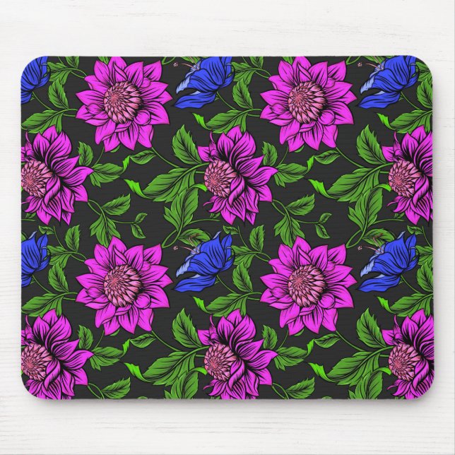 Eleganter Schwarzer Hintergrund in Rosa und Blauer Mousepad (Vorne)