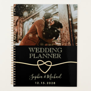 Eleganter schwarzer Hochzeitsplaner mit Foto Planer
