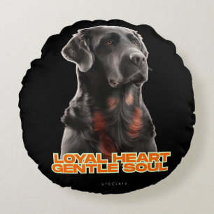 Eleganter Schwarzer Hund Portrait-Realistischer Ha Rundes Kissen