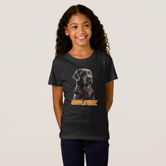 Eleganter Schwarzer Hund Portrait-Realistischer Ha T-Shirt (Vorne ganz)