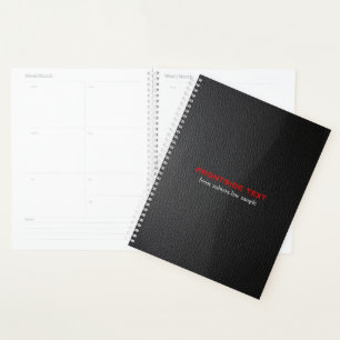 Eleganter Schwarzer Imitat Leather Look Red Text Planer