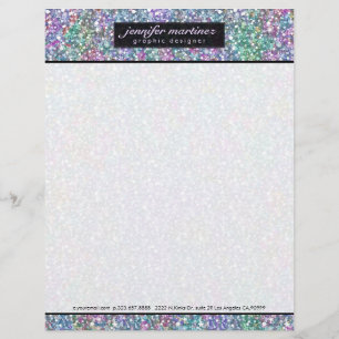 Eleganter Schwarzer Lila Glitzer & Glitzern 2 Briefbogen