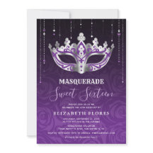 Eleganter Schwarzer Lila Silbermasquerade Sweet 16