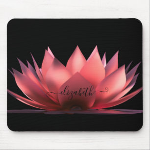 Eleganter schwarzer Lotus personalisiert Mousepad
