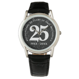 Eleganter schwarzer Marmor 25 Jahre Arbeit Jubiläu Armbanduhr