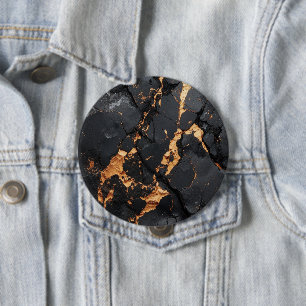 Eleganter schwarzer Marmor mit goldenen Adern Mode Button