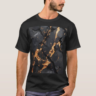Eleganter schwarzer Marmor mit goldenen Adern Mode T-Shirt