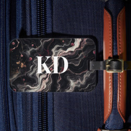 Eleganter schwarzer Marmor Modernes & stilvolles R Gepäckanhänger