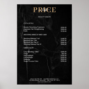 Eleganter schwarzer Marmor-Preisliste Poster