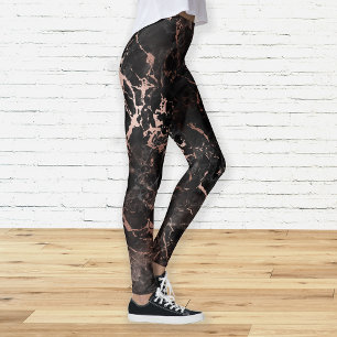 Eleganter schwarzer Marmor Roségold Leggings