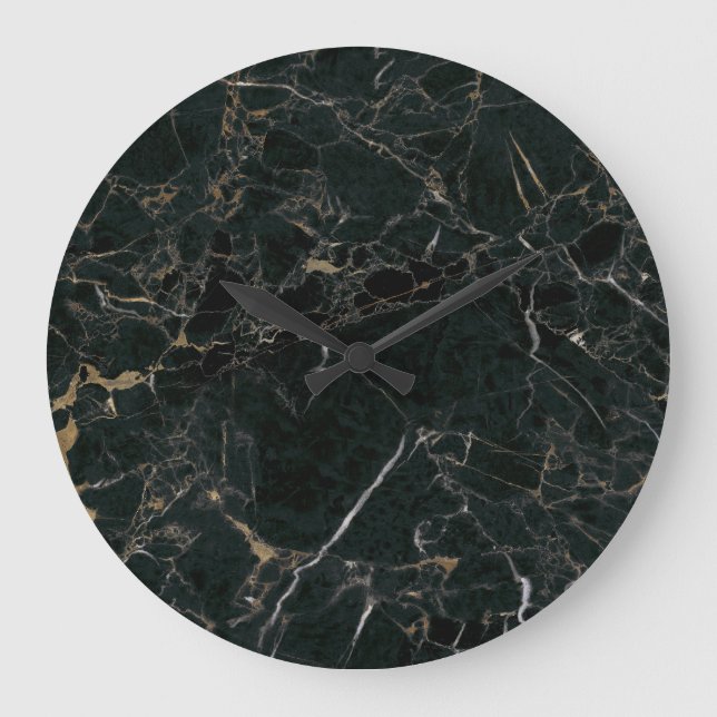 Eleganter schwarzer Marmor: Texturierter Hintergru Große Wanduhr (Vorderseite)