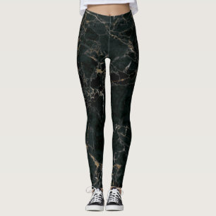 Eleganter schwarzer Marmor: Texturierter Hintergru Leggings